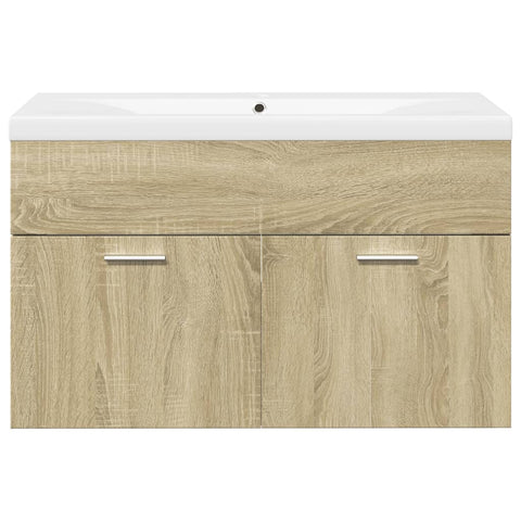 vidaXL Bathroom Sink Cabinet with Built-in Basin Sonoma Oak