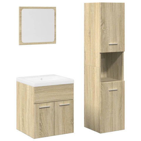 vidaXL 4 Piece Bathroom Furniture Set Sonoma Oak Engineered Wood