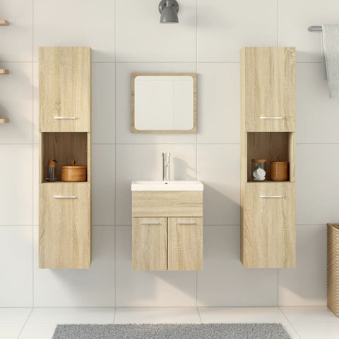 vidaXL 5 Piece Bathroom Furniture Set Sonoma Oak Engineered Wood