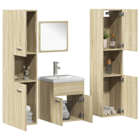 vidaXL 5 Piece Bathroom Furniture Set Sonoma Oak Engineered Wood