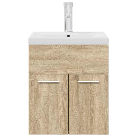 vidaXL Bathroom Sink Cabinet with Built-in Basin and Faucet Sonoma Oak