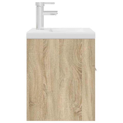 vidaXL Bathroom Sink Cabinet with Built-in Basin and Faucet Sonoma Oak