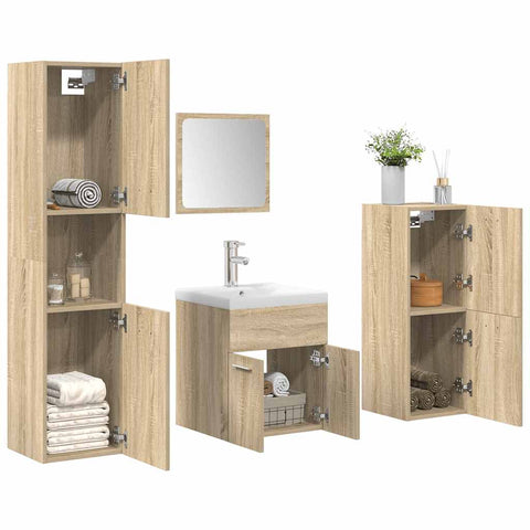 vidaXL 5 Piece Bathroom Furniture Set Sonoma Oak Engineered Wood