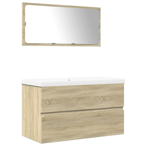 vidaXL 3 Piece Bathroom Furniture Set Sonoma Oak Engineered Wood