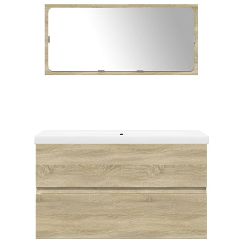 vidaXL 3 Piece Bathroom Furniture Set Sonoma Oak Engineered Wood