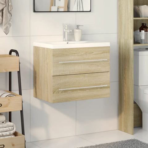 vidaXL 2 Piece Bathroom Furniture Set Sonoma Oak Engineered Wood