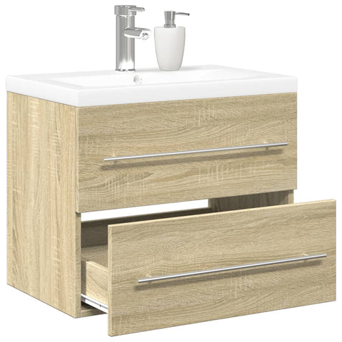 vidaXL 2 Piece Bathroom Furniture Set Sonoma Oak Engineered Wood
