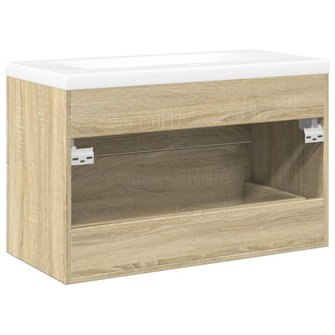 vidaXL 2 Piece Bathroom Furniture Set Sonoma Oak Engineered Wood