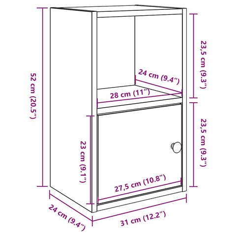 vidaXL Bookcase White 31x24x52 cm Engineered Wood
