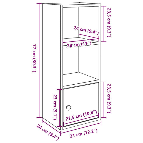 vidaXL Bookcase Sonoma Oak 31x24x77 cm Engineered Wood