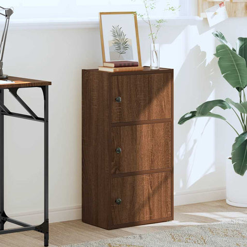 vidaXL Bookcase Brown Oak 40x24x77 cm Engineered Wood