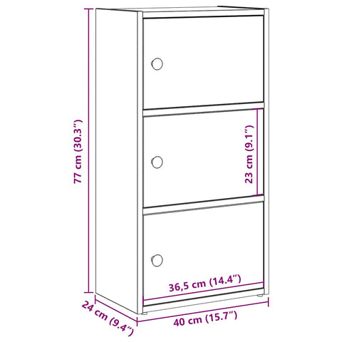 vidaXL Bookcase Brown Oak 40x24x77 cm Engineered Wood