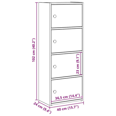 vidaXL Bookcase Brown Oak 40x24x102 cm Engineered Wood