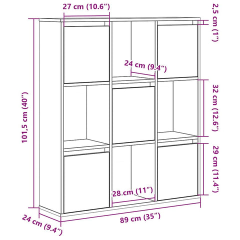 vidaXL Bookcase Concrete Grey 89x24x101.5 cm Engineered Wood