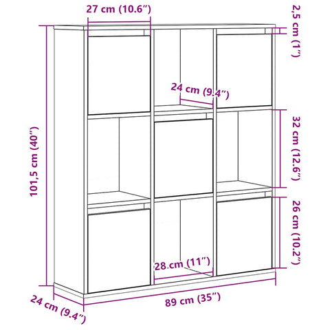 vidaXL Bookcase Artisan Oak 89x24x101.5 cm Engineered Wood