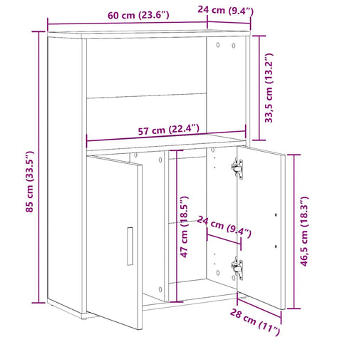 vidaXL Bookcase Sonoma Oak 60x24x85 cm Engineered Wood
