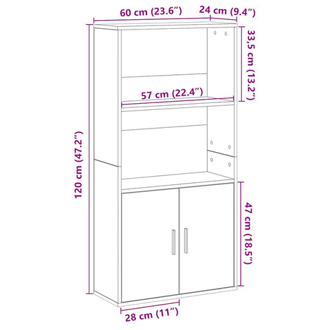 vidaXL Bookcase Grey Sonoma 60x24x120 cm Engineered Wood