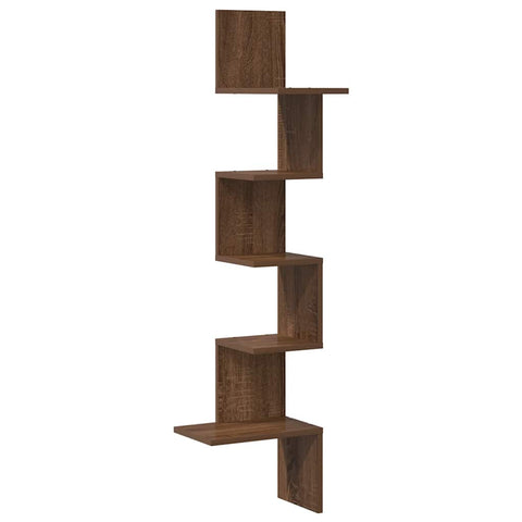 vidaXL Wall Corner Shelf Brown Oak 32x32x127,5 cm Engineered Wood
