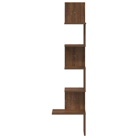 vidaXL Wall Corner Shelf Brown Oak 32x32x127,5 cm Engineered Wood