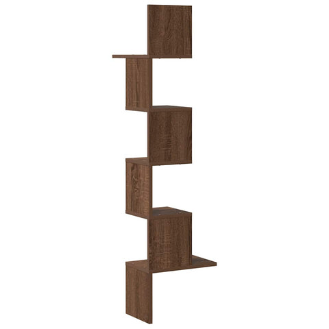 vidaXL Wall Corner Shelf Brown Oak 32x32x127,5 cm Engineered Wood