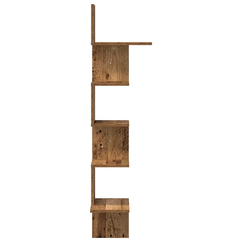 vidaXL Wall Corner Shelf Old Wood 32x32x127,5 cm Engineered Wood