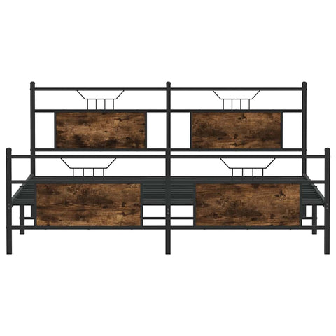 vidaXL Metal Bed Frame without Mattress Smoked Oak 160x200 cm