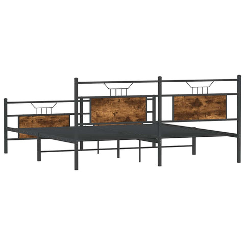 vidaXL Metal Bed Frame without Mattress Smoked Oak 160x200 cm