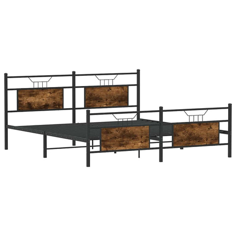 vidaXL Metal Bed Frame without Mattress Smoked Oak 180x200 cm Super King