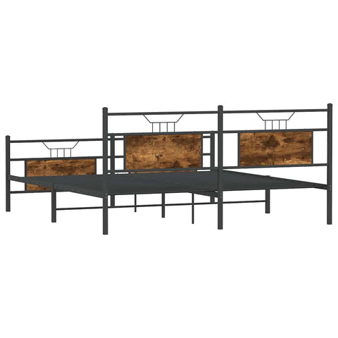 vidaXL Metal Bed Frame without Mattress Smoked Oak 183x213 cm