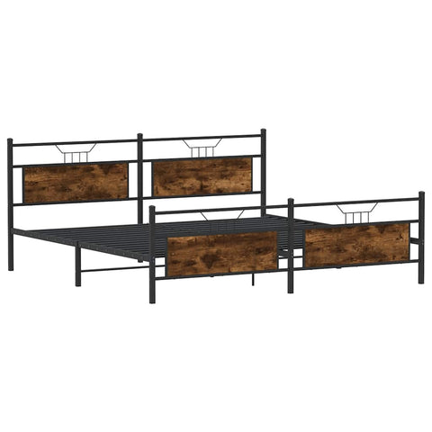 vidaXL Metal Bed Frame without Mattress Smoked Oak 200x200 cm