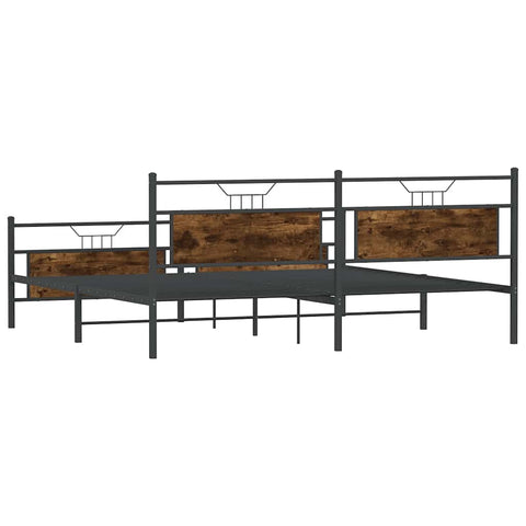vidaXL Metal Bed Frame without Mattress Smoked Oak 200x200 cm