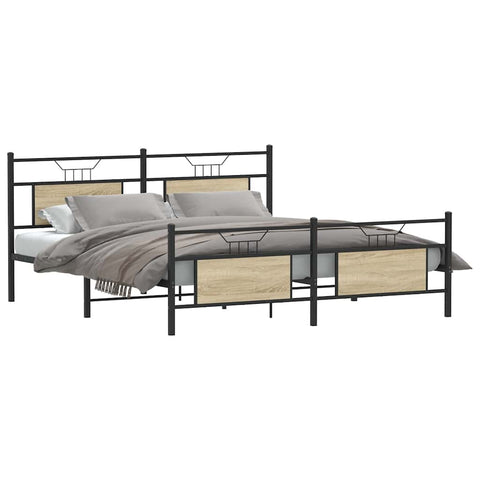 vidaXL Metal Bed Frame without Mattress Sonoma Oak 160x200 cm