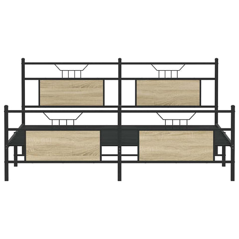 vidaXL Metal Bed Frame without Mattress Sonoma Oak 160x200 cm