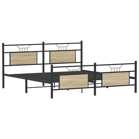 vidaXL Metal Bed Frame without Mattress Sonoma Oak 180x200 cm Super King
