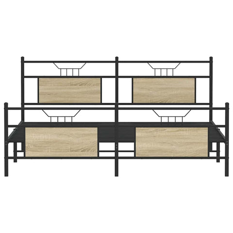 vidaXL Metal Bed Frame without Mattress Sonoma Oak 180x200 cm Super King