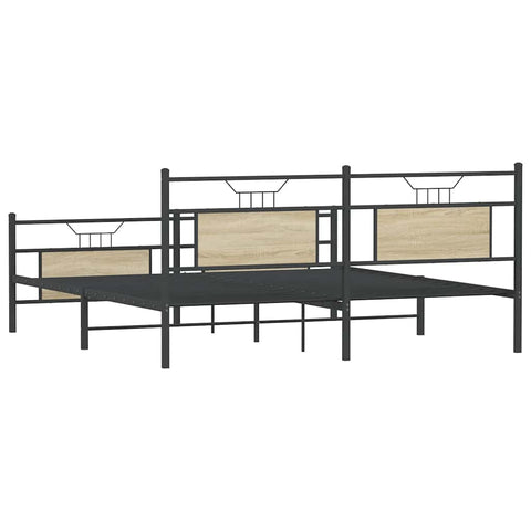 vidaXL Metal Bed Frame without Mattress Sonoma Oak 180x200 cm Super King