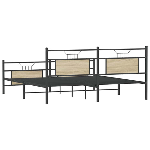 vidaXL Metal Bed Frame without Mattress Sonoma Oak 183x213 cm