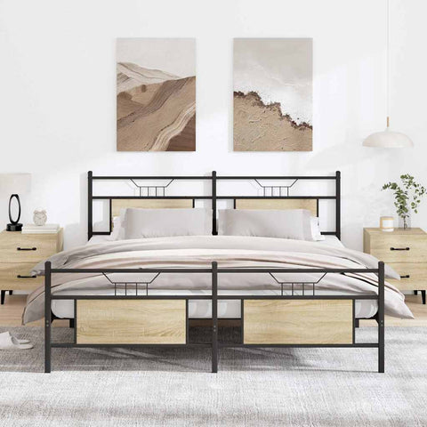 vidaXL Metal Bed Frame without Mattress Sonoma Oak 183x213 cm