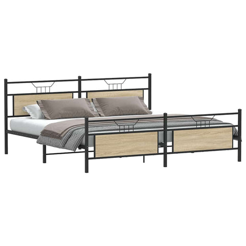 vidaXL Metal Bed Frame without Mattress Sonoma Oak 193x203 cm