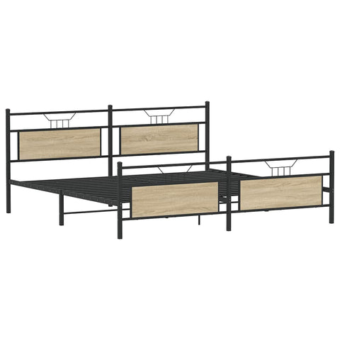 vidaXL Metal Bed Frame without Mattress Sonoma Oak 193x203 cm