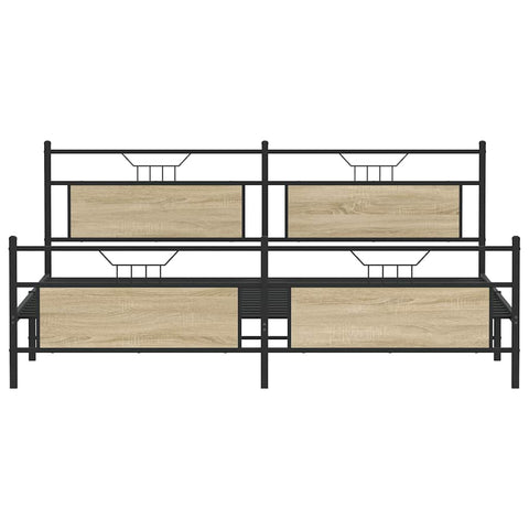 vidaXL Metal Bed Frame without Mattress Sonoma Oak 193x203 cm