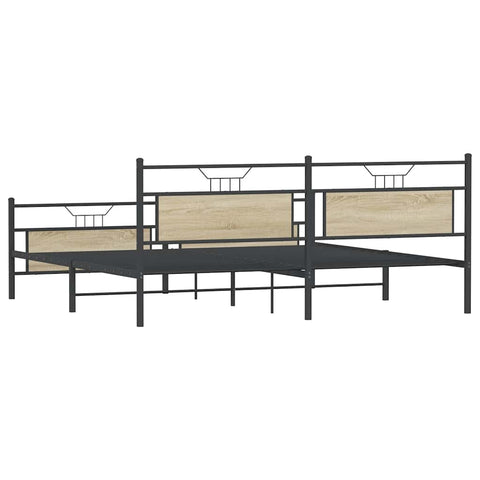 vidaXL Metal Bed Frame without Mattress Sonoma Oak 193x203 cm