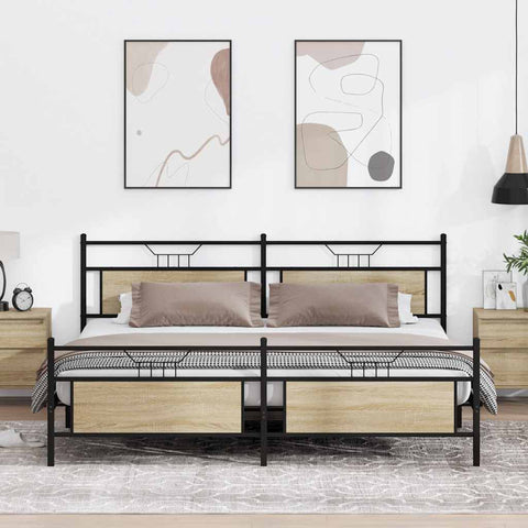 vidaXL Metal Bed Frame without Mattress Sonoma Oak 200x200 cm