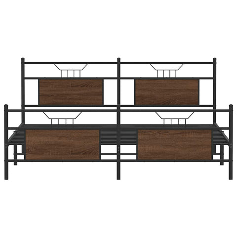 vidaXL Metal Bed Frame without Mattress Brown Oak 160x200 cm