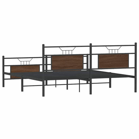 vidaXL Metal Bed Frame without Mattress Brown Oak 160x200 cm