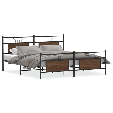 vidaXL Metal Bed Frame without Mattress Brown Oak 183x213 cm