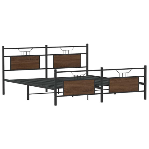 vidaXL Metal Bed Frame without Mattress Brown Oak 183x213 cm