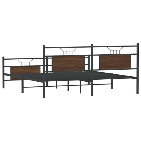 vidaXL Metal Bed Frame without Mattress Brown Oak 183x213 cm