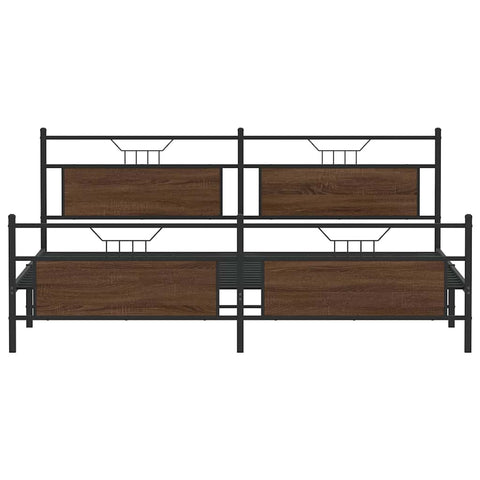 vidaXL Metal Bed Frame without Mattress Brown Oak 193x203 cm