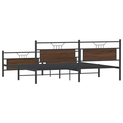 vidaXL Metal Bed Frame without Mattress Brown Oak 193x203 cm